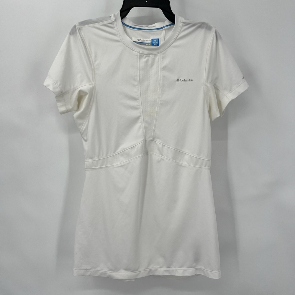 Columbia Omni-Freeze Ice White Fitted Short Sleeve‎ Running Shirt AL6020 XS